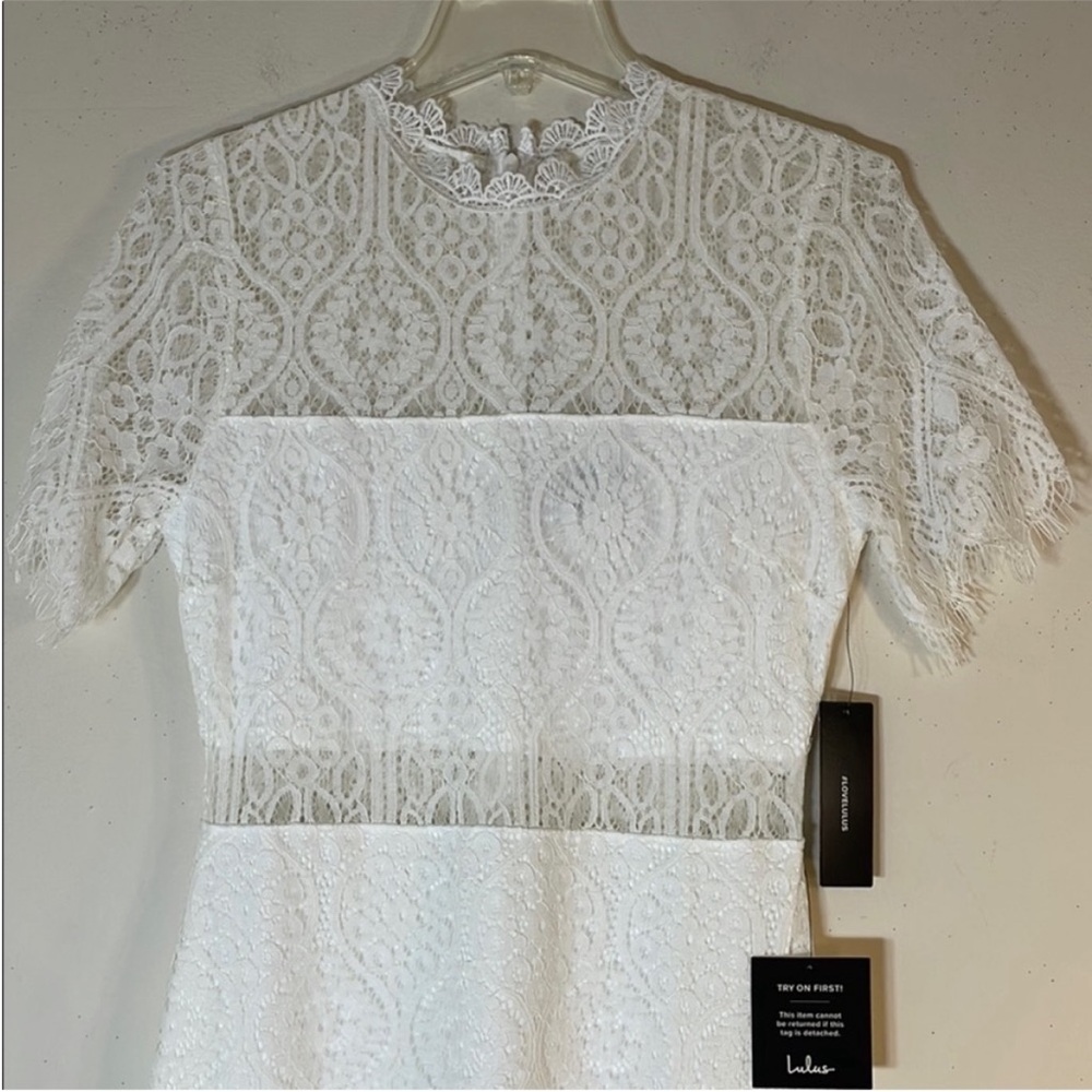 Lulu's Remarkable White Lace Midi Dress. Medium. NWT. - Picture 8 of 15